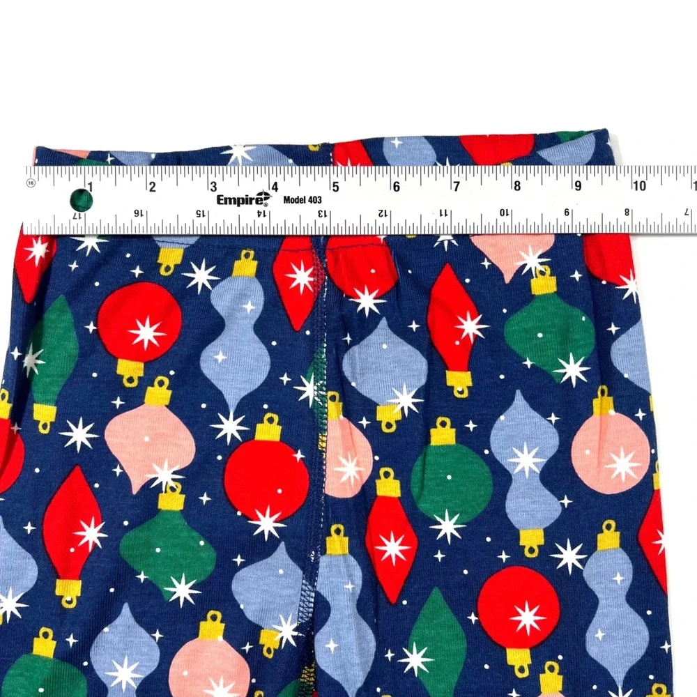 Hanna Andersson Kids 6-7 Shiny Bright Ornaments Organic Cotton Pajamas Navy Blue